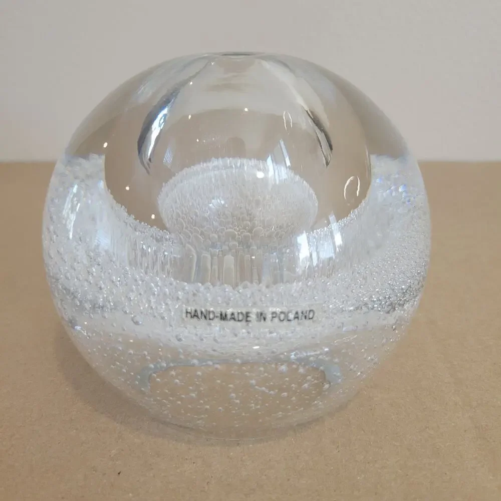 Vintage Hand-Blown Controlled Bubble Glass Rose Bowl Vase